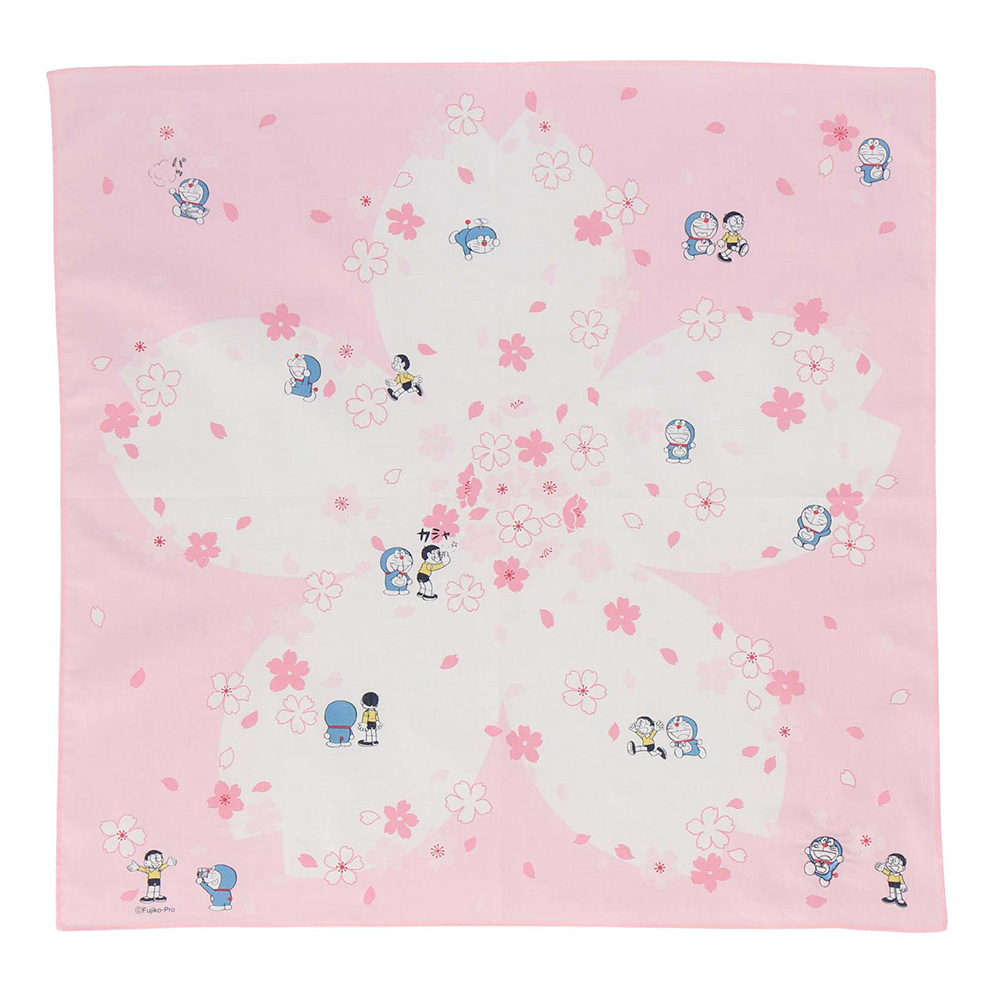ドラえもん プリントハンカチ 桜 ピンク