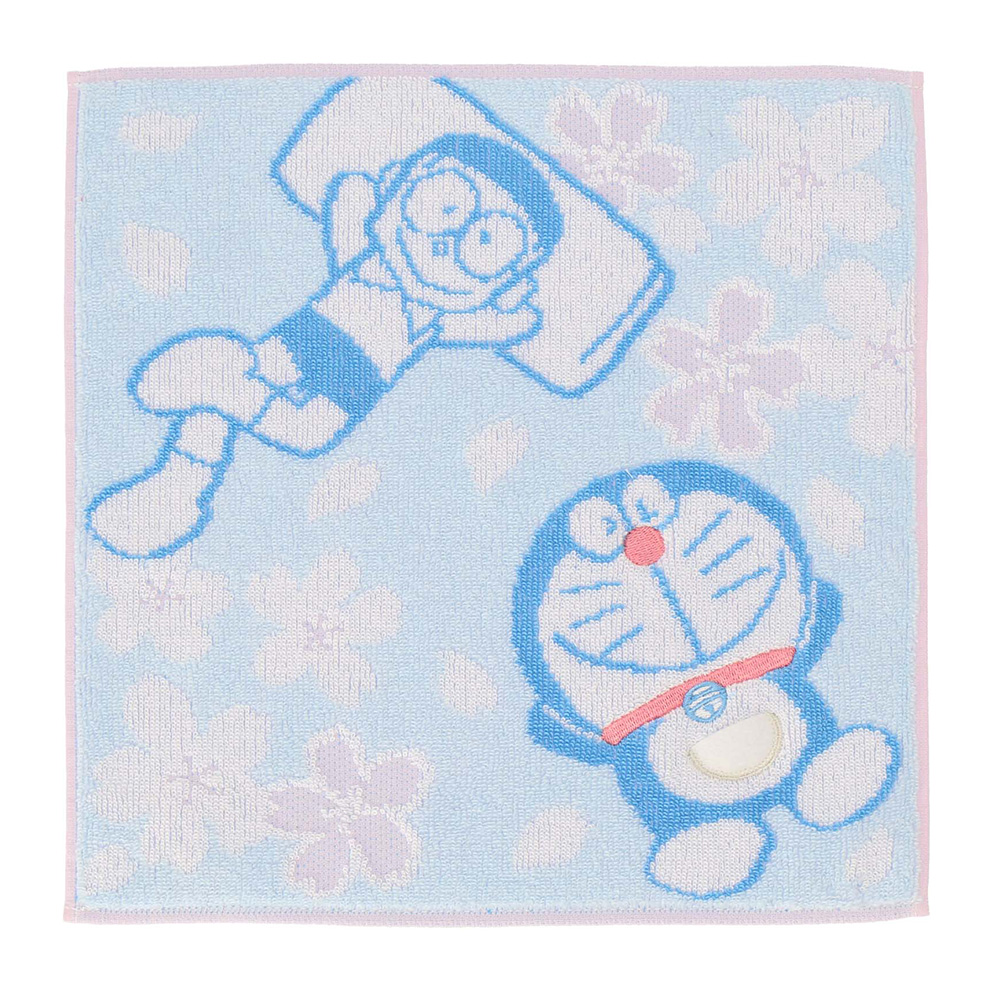 ドラえもん タオルハンカチ 桜 ブルー