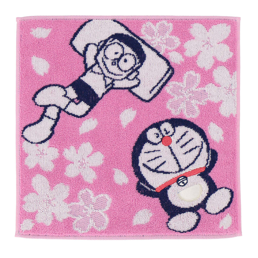 ドラえもん タオルハンカチ 桜 濃ピンク