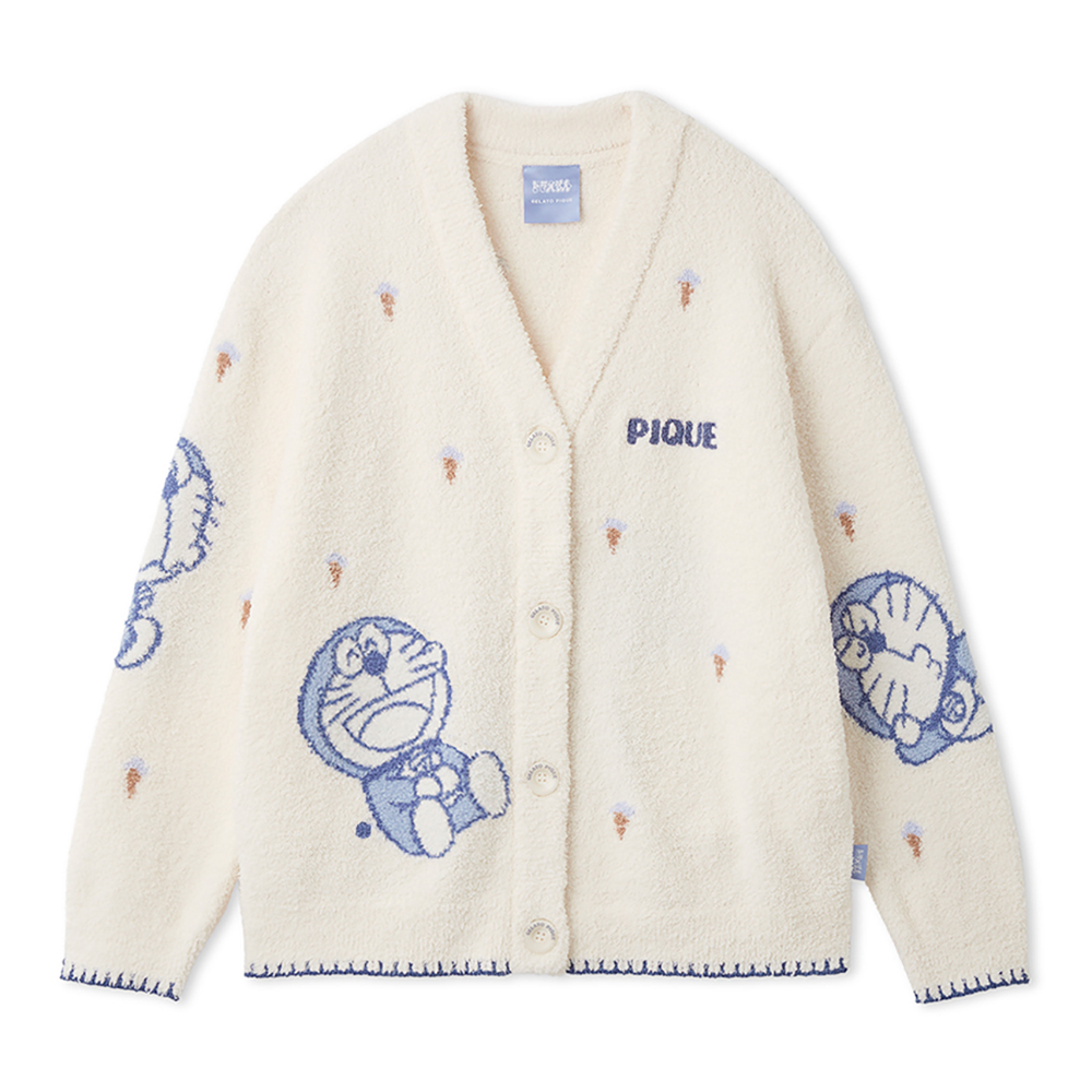 【ドラえもん】【レディース】ベビモコジャガードカーディガン BLU